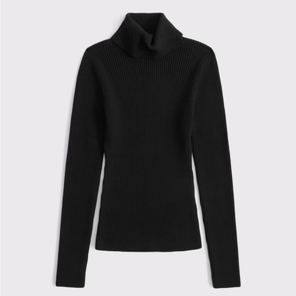 NWT Abercrombie & Fitch 
LuxeLoft Slim Ribbed Turtleneck Top - Black Size Large